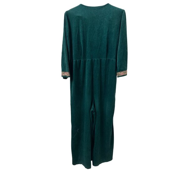 Vtg Danielle Green Velvet Jumper Wide Leg Zip Closure women’s M-L 70 style Read - Picture 14 of 16